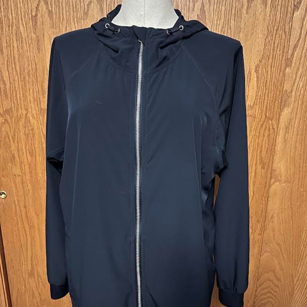 Christopher & Banks Nylon Hooded Windbreaker / Navy / Size: L